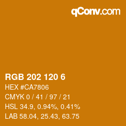 カラーコード: RGB 202 120 6 | qconv.com