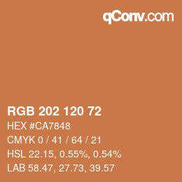 カラーコード: RGB 202 120 72 | qconv.com