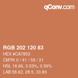 カラーコード: RGB 202 120 83 | qconv.com