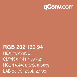 颜色代码: RGB 202 120 94 | qconv.com