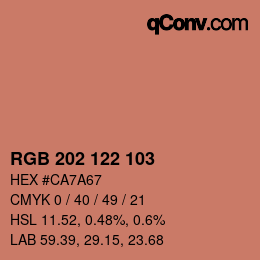 颜色代码: RGB 202 122 103 | qconv.com