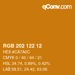 Color code: RGB 202 122 12 | qconv.com