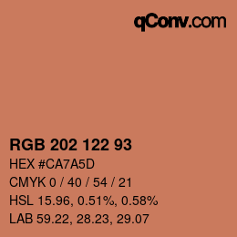 カラーコード: RGB 202 122 93 | qconv.com