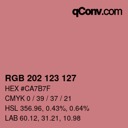 カラーコード: RGB 202 123 127 | qconv.com