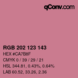カラーコード: RGB 202 123 143 | qconv.com