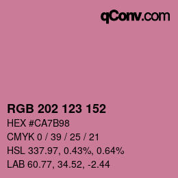 カラーコード: RGB 202 123 152 | qconv.com