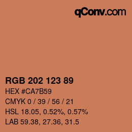 颜色代码: RGB 202 123 89 | qconv.com