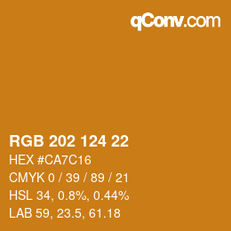 颜色代码: RGB 202 124 22 | qconv.com