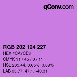 カラーコード: RGB 202 124 227 | qconv.com