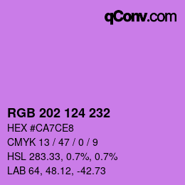 Color code: RGB 202 124 232 | qconv.com