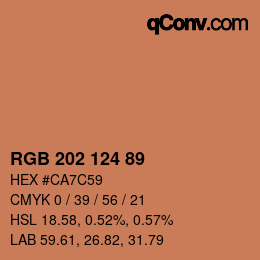颜色代码: RGB 202 124 89 | qconv.com