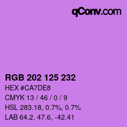 Color code: RGB 202 125 232 | qconv.com