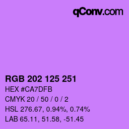 Color code: RGB 202 125 251 | qconv.com