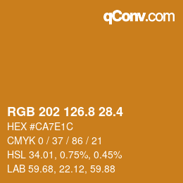 カラーコード: RGB 202 126.8 28.4 | qconv.com