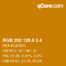 カラーコード: RGB 202 126.8 3.4 | qconv.com