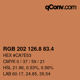 カラーコード: RGB 202 126.8 83.4 | qconv.com
