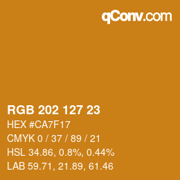 Color code: RGB 202 127 23 | qconv.com