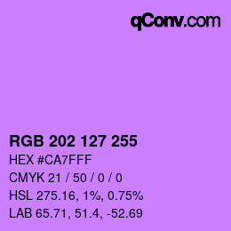 Color code: RGB 202 127 255 | qconv.com