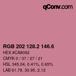 カラーコード: RGB 202 128.2 146.6 | qconv.com
