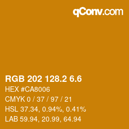 カラーコード: RGB 202 128.2 6.6 | qconv.com