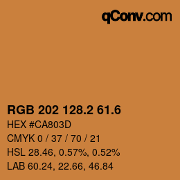 カラーコード: RGB 202 128.2 61.6 | qconv.com