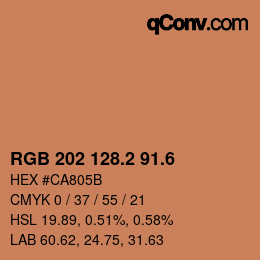 カラーコード: RGB 202 128.2 91.6 | qconv.com