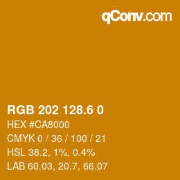 カラーコード: RGB 202 128.6 0 | qconv.com