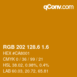 カラーコード: RGB 202 128.6 1.6 | qconv.com