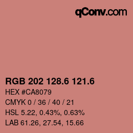 カラーコード: RGB 202 128.6 121.6 | qconv.com