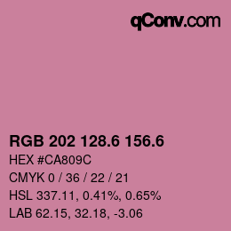 カラーコード: RGB 202 128.6 156.6 | qconv.com