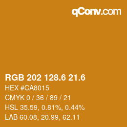 カラーコード: RGB 202 128.6 21.6 | qconv.com
