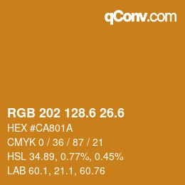 カラーコード: RGB 202 128.6 26.6 | qconv.com