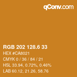 カラーコード: RGB 202 128.6 33 | qconv.com
