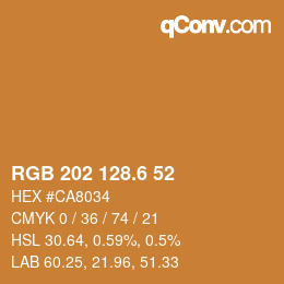 カラーコード: RGB 202 128.6 52 | qconv.com