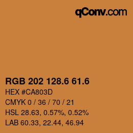 カラーコード: RGB 202 128.6 61.6 | qconv.com