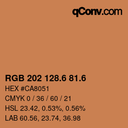 カラーコード: RGB 202 128.6 81.6 | qconv.com