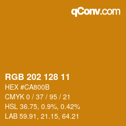 Color code: RGB 202 128 11 | qconv.com
