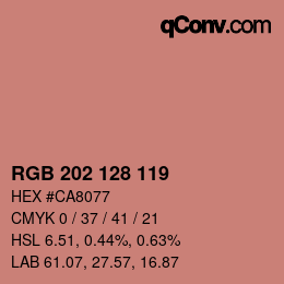 カラーコード: RGB 202 128 119 | qconv.com