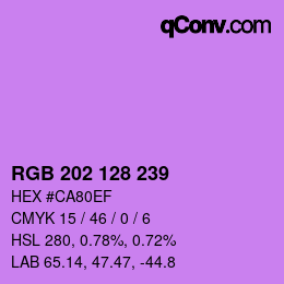 颜色代码: RGB 202 128 239 | qconv.com