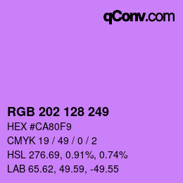 カラーコード: RGB 202 128 249 | qconv.com