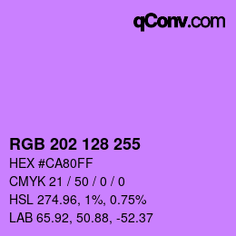 颜色代码: RGB 202 128 255 | qconv.com