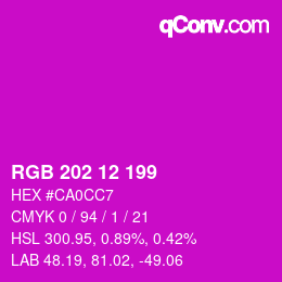 Color code: RGB 202 12 199 | qconv.com