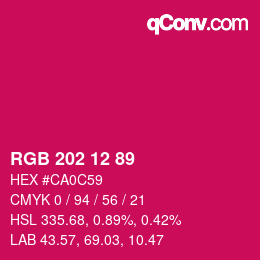 颜色代码: RGB 202 12 89 | qconv.com