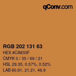 Color code: RGB 202 131 63 | qconv.com