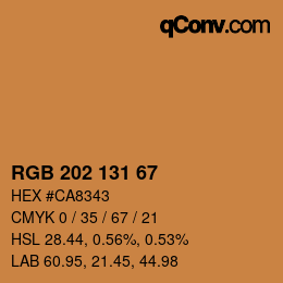 Color code: RGB 202 131 67 | qconv.com