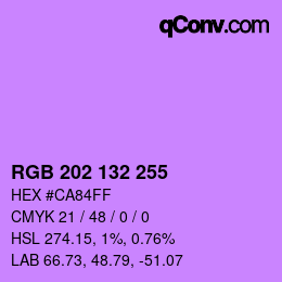 カラーコード: RGB 202 132 255 | qconv.com