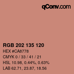 Código de color: RGB 202 135 120 | qconv.com