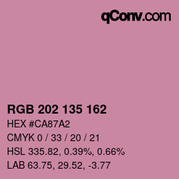Color code: RGB 202 135 162 | qconv.com
