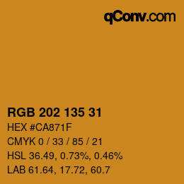 カラーコード: RGB 202 135 31 | qconv.com
