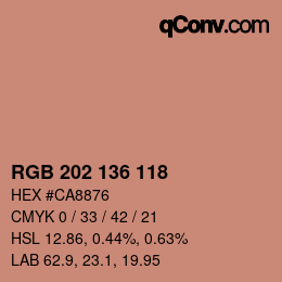 カラーコード: RGB 202 136 118 | qconv.com
